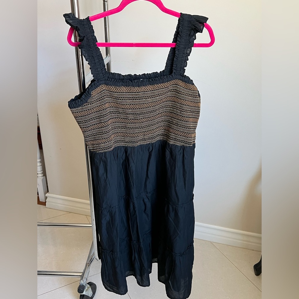 J Crew Black Smocked Dress 2x